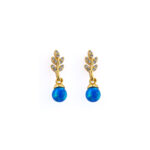 Blue Opal Leaf Earrings