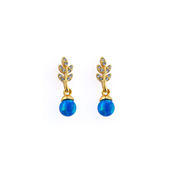 Blue Opal Leaf Earrings