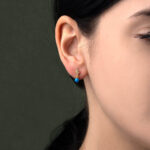 Blue Opal Leaf Earrings - 925 Sterling Silver and Gold Plated
