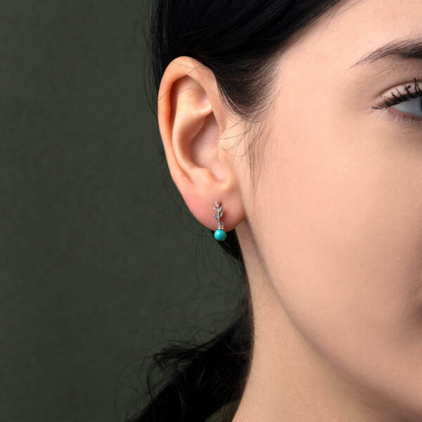 Turquoise Leaf Earrings - 925 Sterling Silver