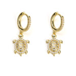 Turtle Earrings with Zircon - Gold Plated Silver 925