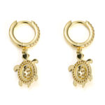 Turtle Earrings with Zircon - Gold Plated Silver 925 - Image 3