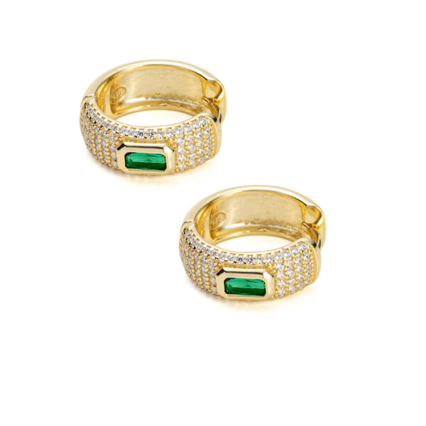 Hoop Earrings with Green Cubic Zirconia