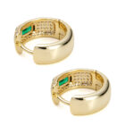 Hoop Earrings with Green Cubic Zirconia - Image 3