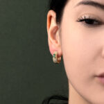 Hoop Earrings with Green Cubic Zirconia - Image 2