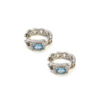 Blue Zircon Hoop Earrings