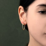 Zircon Hoop Earrings - Sterling Silver and Gold Plated - Image 2