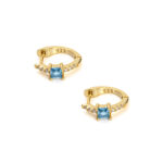 Blue Zircon Hoop Earrings