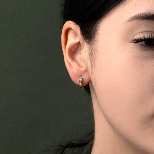 Blue Zircon Hoop Earrings