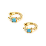 Blue Cubic Zirconia Hoop Earrings