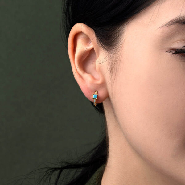 Blue Cubic Zirconia Hoop Earrings
