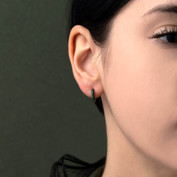 Green Cubic Zirconia Hoop Earrings