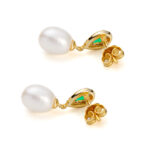 Σκουλαρίκια με Πράσινο Ζιργκόν και Πέρλα – Επιχρυσωμένο Ασήμι 925 - Image 3