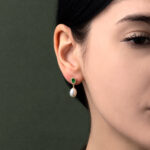 Σκουλαρίκια με Πράσινο Ζιργκόν και Πέρλα – Επιχρυσωμένο Ασήμι 925 - Image 2