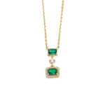 Green Cubic Zirconia Necklace Silver 925 Gold Plated