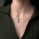 Κολιέ με Πράσινο Ζιργκόν - Ασήμι 925 και επιχρυσωμένo - Image 2