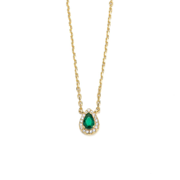 Teardrop Zirconia Necklace - Gold Plated Silver 925