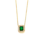 Rectangle Cubic Zirconia Necklace Silver 925 Yellow Gold Plated