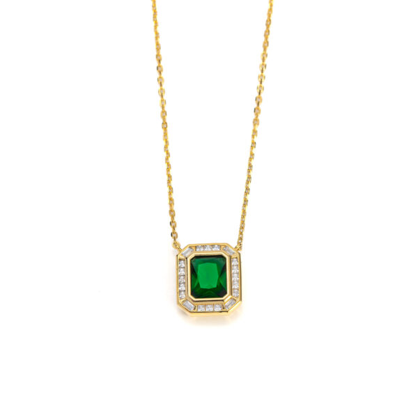Rectangle Cubic Zirconia Necklace Silver 925 Yellow Gold Plated