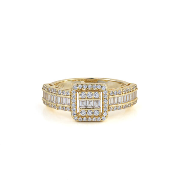 Cubic Zirconia Ring - 925 Sterling Silver and Gold Plated