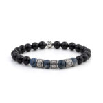 Meandros Motif Bracelet with Onyx and Sodalite Beads