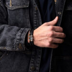 Sterling Silver Leather Bracelet with Lucky Eye Motif - Image 2