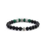 Meandros Motif Bracelet with Onyx and Malachite Beads - Image 3