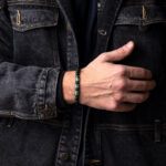 Meandros Motif Bracelet with Onyx and Malachite Beads - Image 2