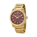 Ρολόι γυναικείο Gregio Felicity με μπορντό καντράν και χρυσό λουράκι GR101023