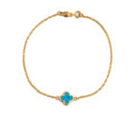 Gold Opal Four Leaf Clover Bracelet