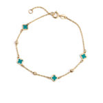 Enamel Gold Four Leaf Clover Bracelet