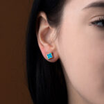 9K Gold Clover Opal Stud Earrings - Image 2