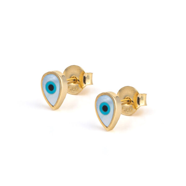 9K Gold Teardrop Eye Stud Earrings