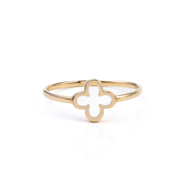 14k Gold Four Leaf Clover Ring