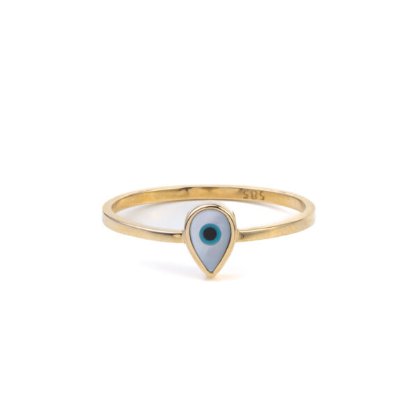 Teardrop Fildisi Evil Eye K9 Ring