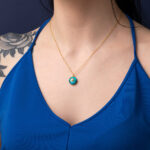 Κολιέ Στρογγυλό Μάτι και Turquoise – Ασήμι 925 Επιχρυσωμένο - Image 2