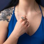 Aqua Marine and Pearl Open Ring - 925 Sterling Silver and Gold Plated - Image 2