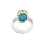 Larimar Oval Ring - 925 Sterling Silver and Gold Plated - Image 3
