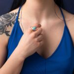 Larimar Oval Ring - 925 Sterling Silver and Gold Plated - Image 2