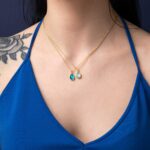 Tear Drop Amazonite Necklace - 925 Sterling Silver and Gold Plated - Image 2
