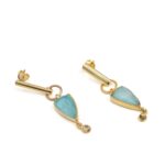 Amazonite Drop Earrings - 925 Sterling Silver and Gold Plated - Image 3