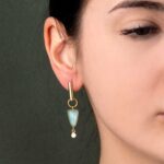 Amazonite Drop Earrings - 925 Sterling Silver and Gold Plated - Image 2