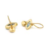 Evil Eye Drop Aquamarine Earrings - 925 Sterling Silver and Gold Plated - Image 3