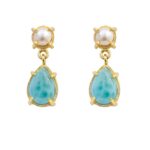 Larimar Drop Pearl Earrings