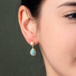 Σκουλαρίκια με Laminar και Πέρλα  – Επιχρυσωμένο Ασήμι 925 - Image 2