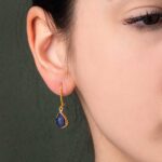 Σκουλαρίκια Λάπις Σταγόνα – Επιχρυσωμένο Ασήμι 925 - Image 2