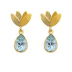 Blue Topaz Tulip Earrings - 925 Sterling Silver and Gold Plated