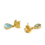Blue Topaz Tulip Earrings - 925 Sterling Silver and Gold Plated - Image 4