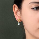 Blue Topaz Tulip Earrings - 925 Sterling Silver and Gold Plated - Image 2