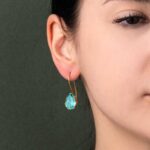 Σκουλαρίκια Σταγόνα Τυρκουάζ Quartz – Επιχρυσωμένο Ασήμι 925 - Image 2